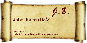 Jahn Bereniké névjegykártya